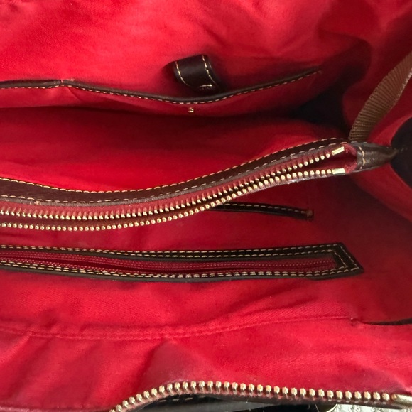 Dooney and Bourke Denim Color & Brown Leather Quilted Bag with Heart Accents - Picture 8 of 16